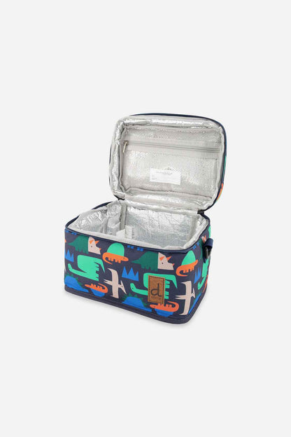 Lunch Box Navy Dinosaur Print