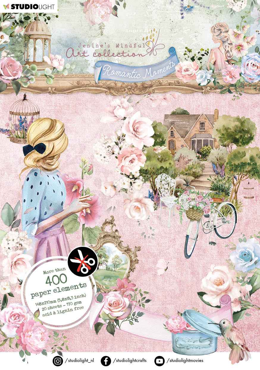 JMA Die Cut Block Paper Elements Romantic Moments 148x210x5mm 20 SH nr.52