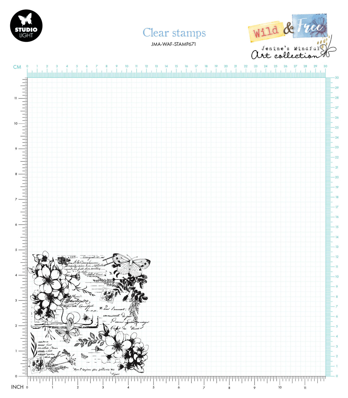 JMA Clear Stamp Script & Wildflowers Wild & Free 1 PC