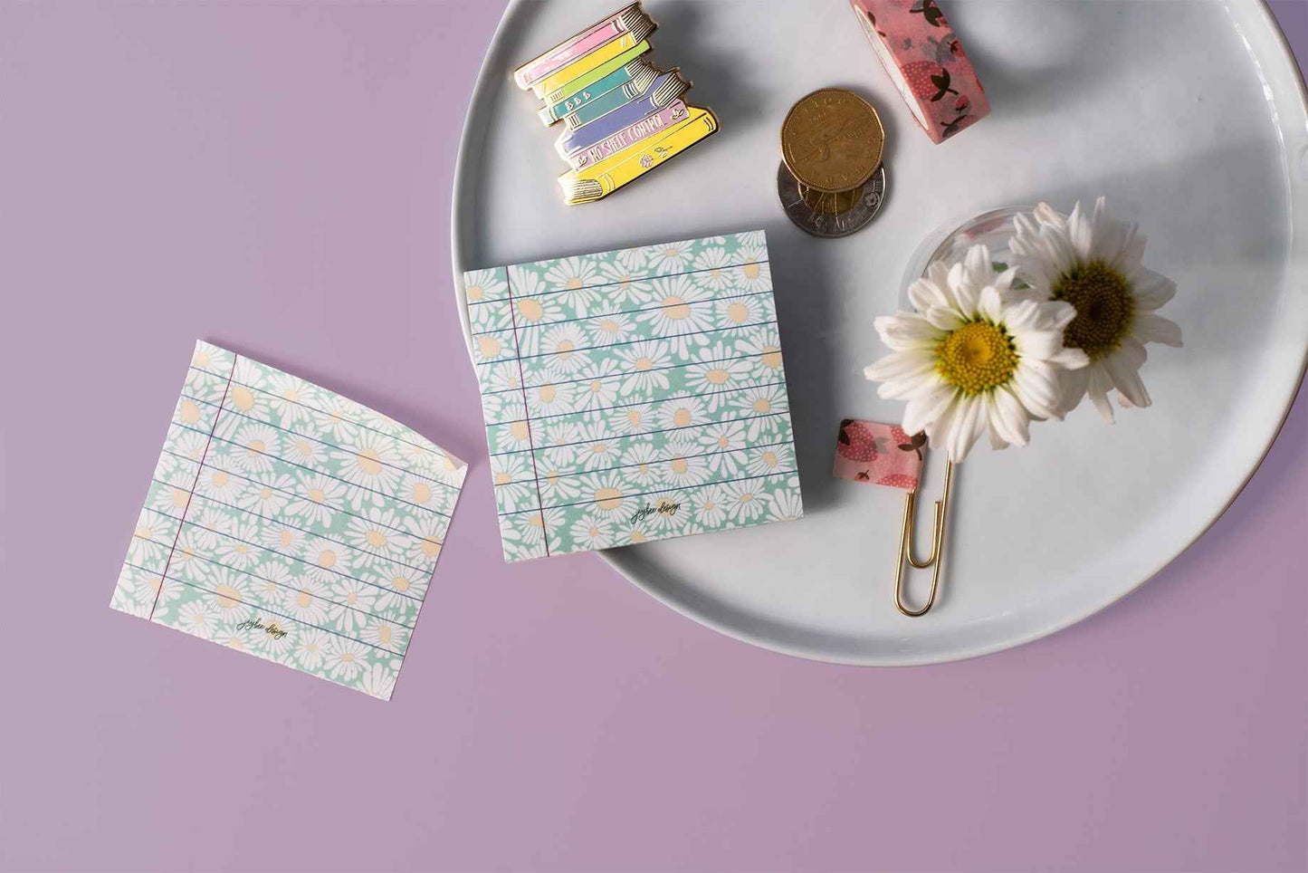 Green Daisies Sticky Notes