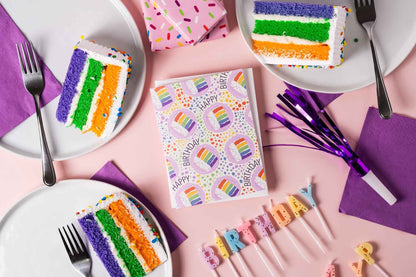 Happy Birthday Rainbow Cake Pattern - Greeting Card