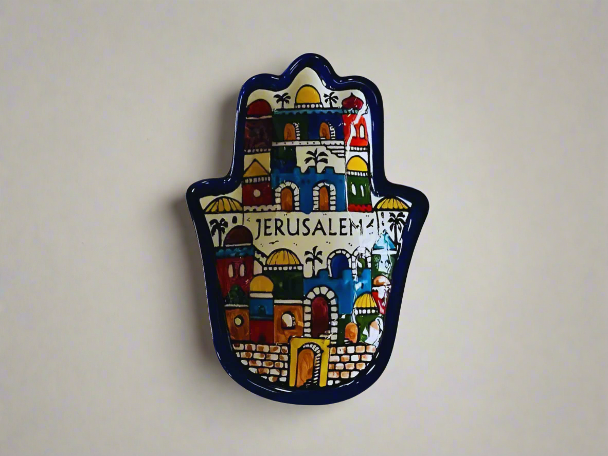 Handgemachte Keramik-Hamsa-Schale in Handform – 18 cm Servierteller