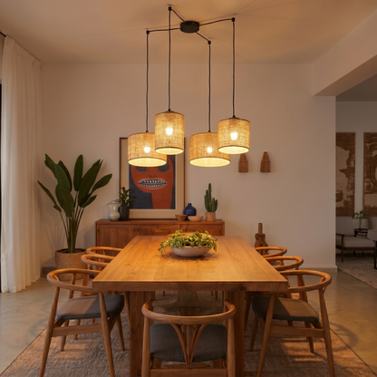 JUTE 4-Light Adjustable Pendant Light for Kitchen Island & Dining Table - AURABAGS SHOP