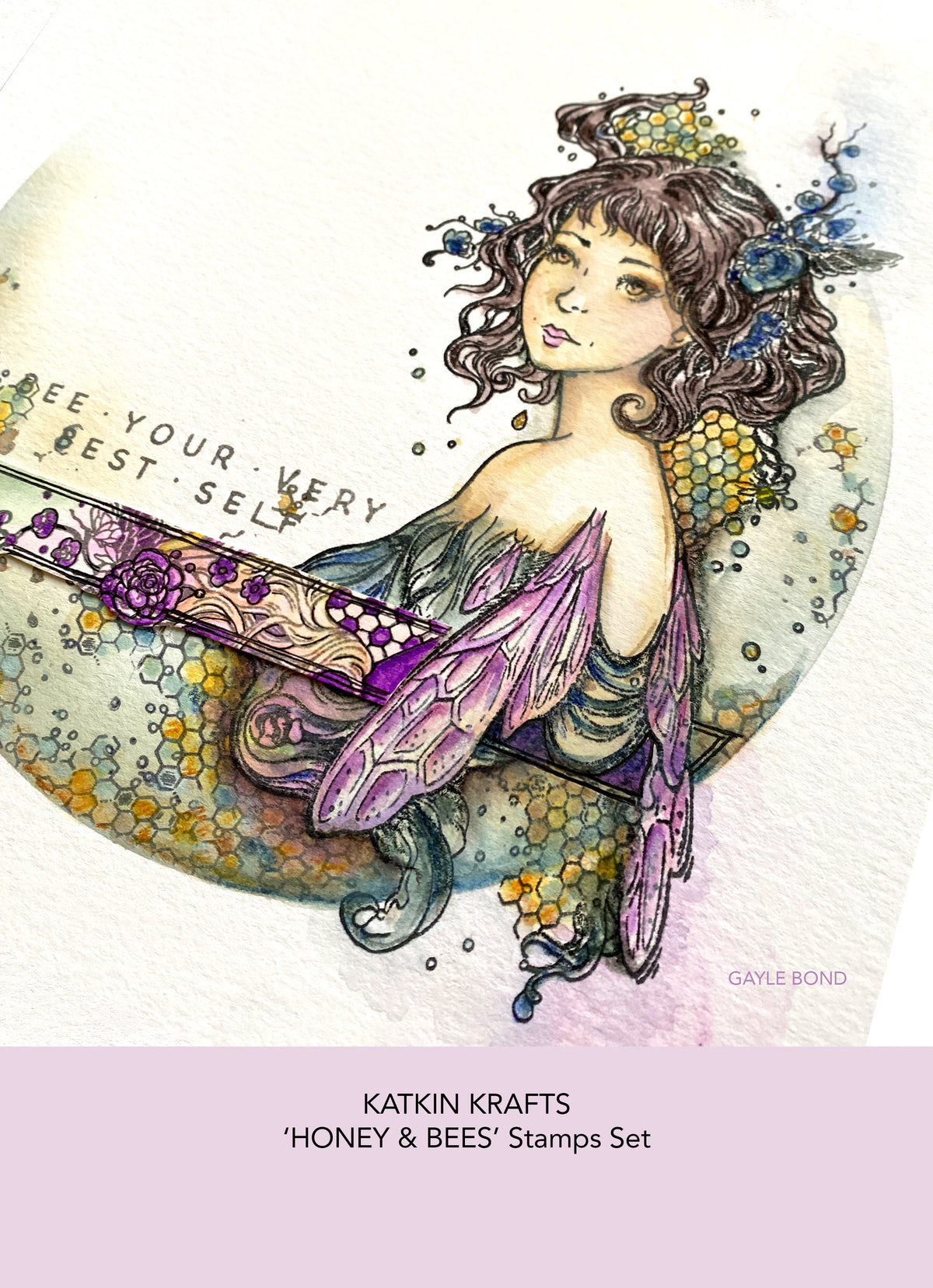 Katkin Krafts Honey & Bees 6 in x 8 in Clear Stamp Set
