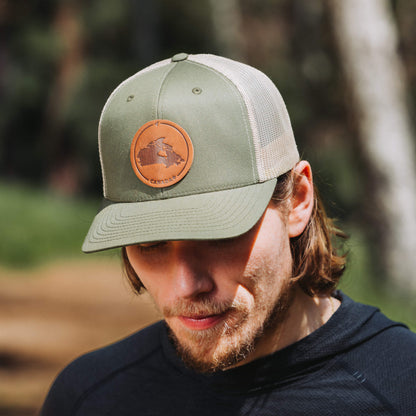 Alberta Leather Patch Trucker Hat