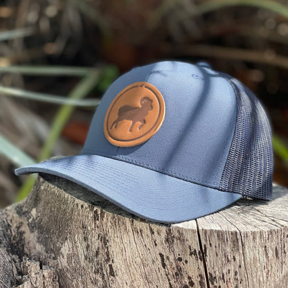 Bighorn Sheep Leather Patch Trucker Hat