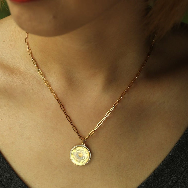 LUNA: "Star Burst" Enamel Pendant Necklace