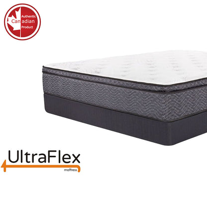 UltraFlex® REVIVE- Hybrid 12” Mattress and BoxSpring Set Breathable Pillowtop, Spinal Support HDcoils, Luxury Comfort Hypoallergic Foam Encasement, Pressure Relieving Coils, Eco-Friendly Mattress (Made in Canada)