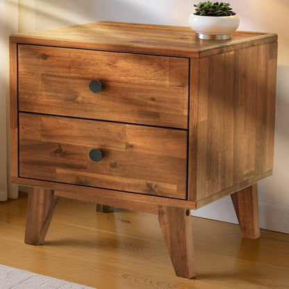 Silvia 2-Drawer Solid Wood Nightstand