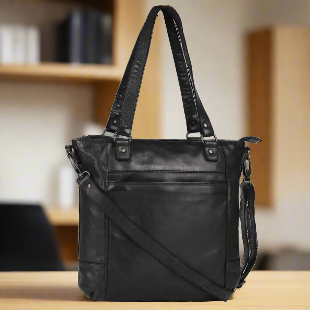 MET Two Handled Leather Sack Handbag