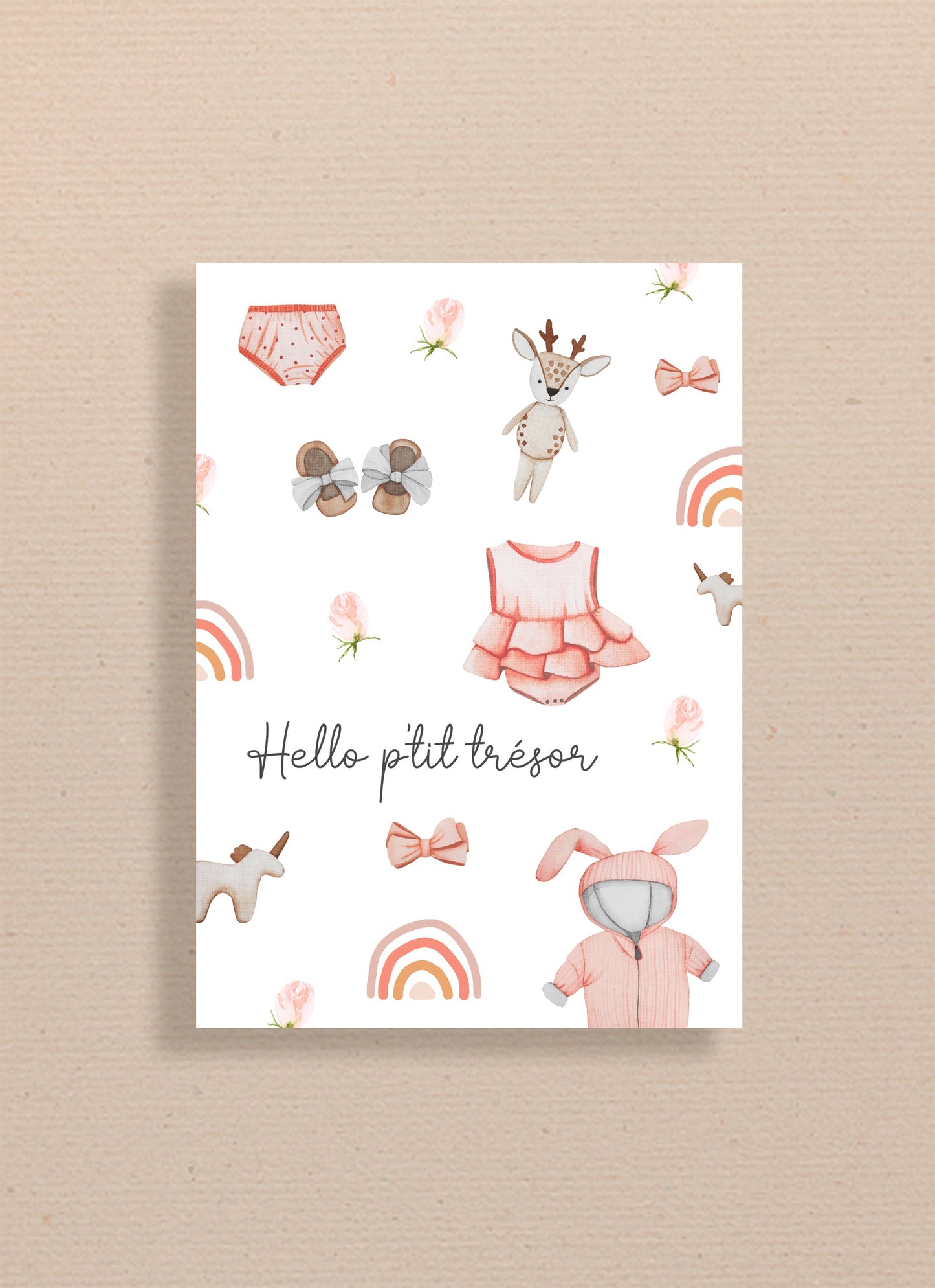 Carte 5x7" naissance - bébé fille