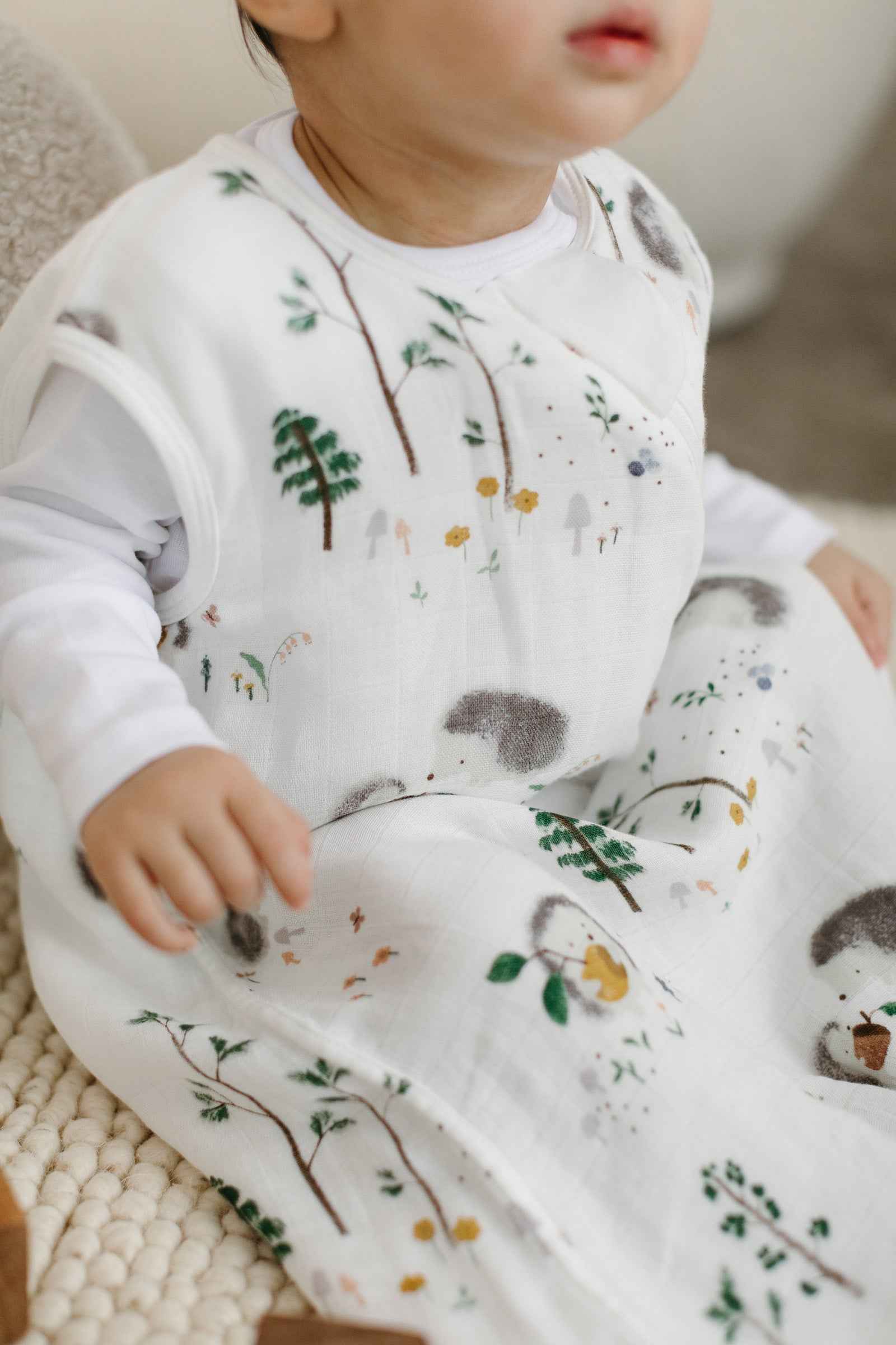 Baby Bamboo Muslin Sleep Sack 0.5 TOG - Hedgehogs