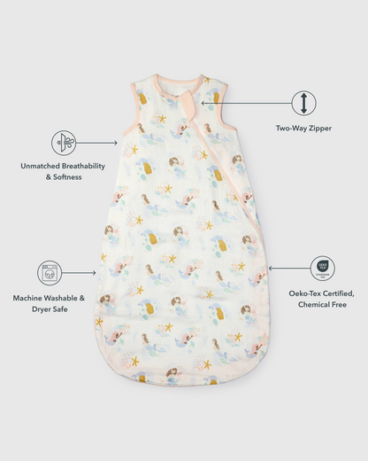 Baby Bamboo Muslin Sleep Sack 0.5 TOG - Mermaids