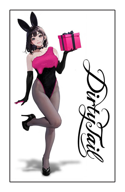 Anime Strawberry Ice Cream Style Bunny Girl Knitted Black Pink Bodysuit Lingerie Set