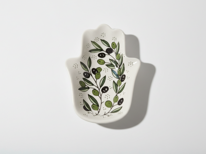 Handgemachte Keramik-Hamsa-Schale in Handform – 18 cm Servierteller