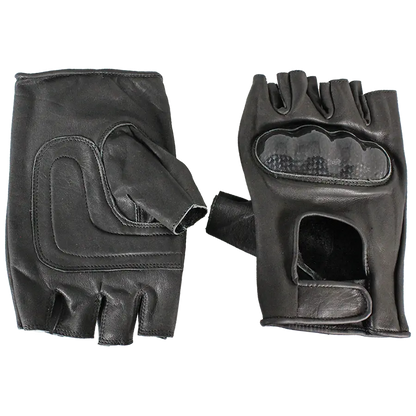 Open Road Men's Fingerless  Leather Motorcycle Gloves