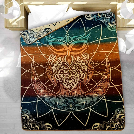 OLDTRIBES™ Owl  Reversible Alpaca Blanket
