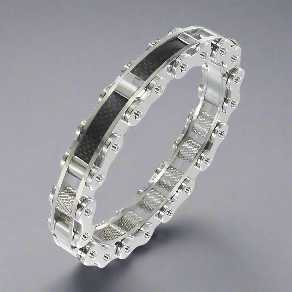 GoSteel Men's Stainless Steel Bike Link Bracelet