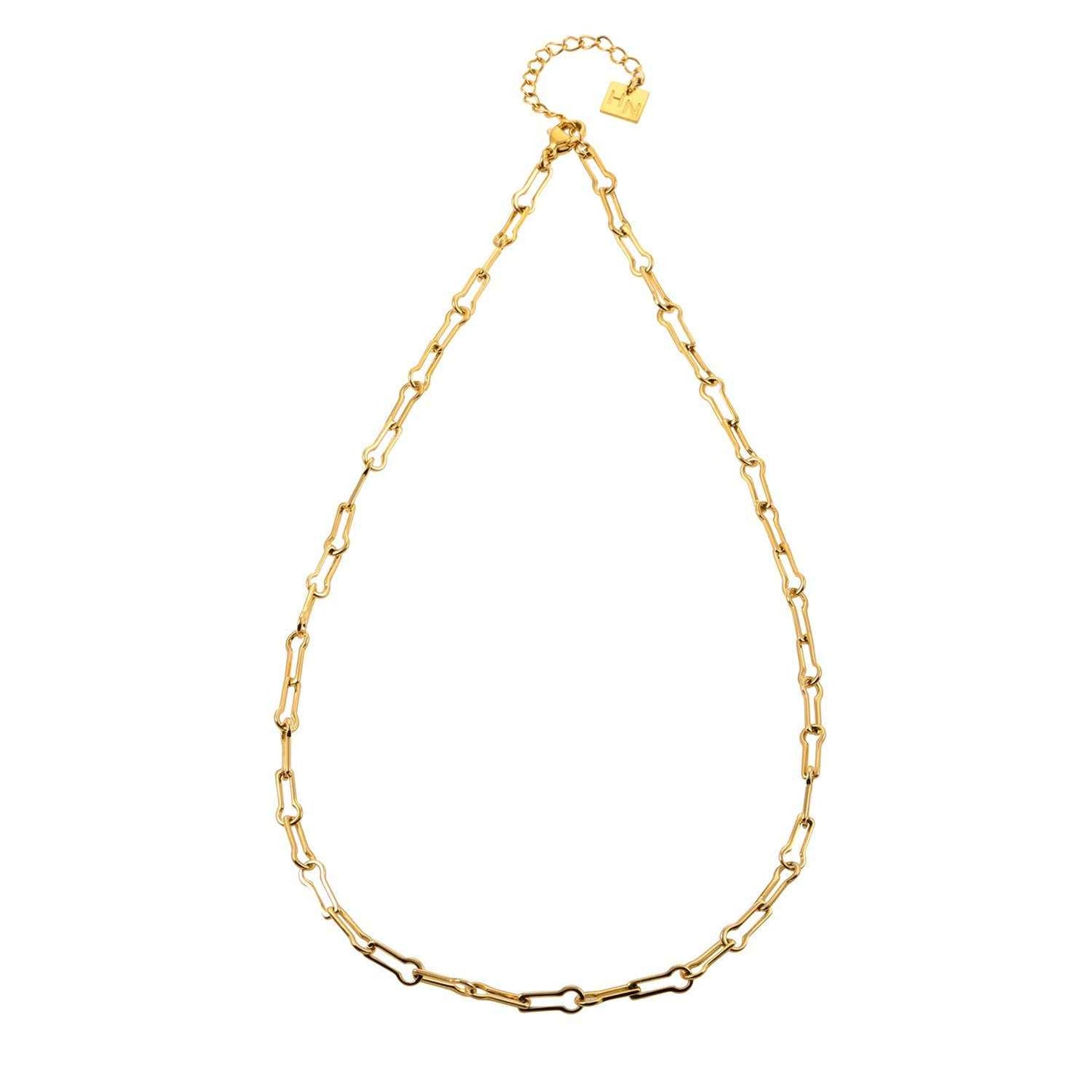 TIASA: Asymmetrical Paper Clip Gold Chain Necklace