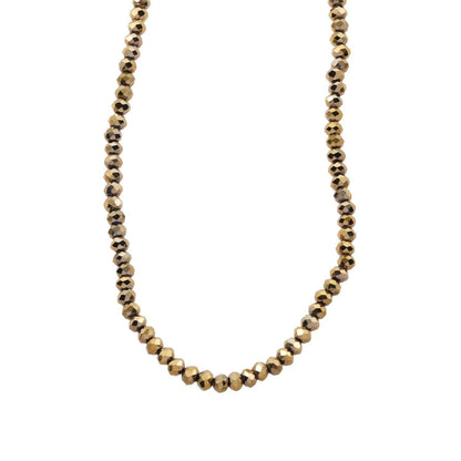 MEDILNA: Gold-Black Two-Tone Crystal Beads Chain Necklace