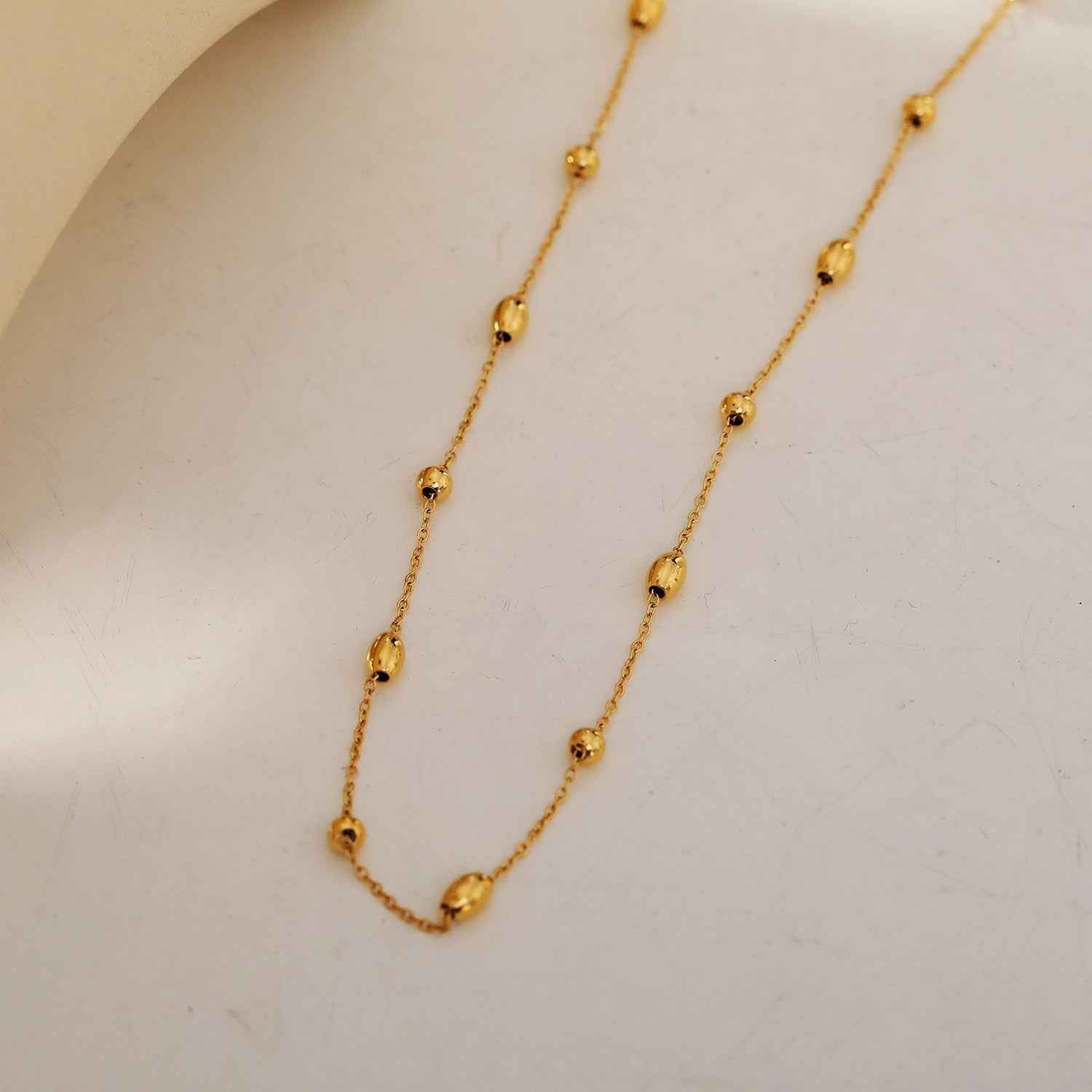 VIGO: Effortless & Essential Oval & Ball Beaded Gold Chain Necklace