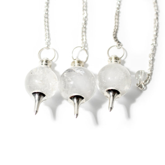 Clear Quartz Ball and Point Pendulum - 3 Pack