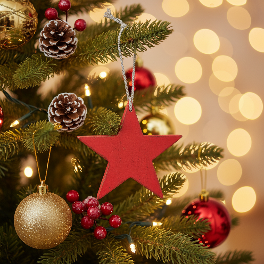 Wooden Hanging Star Ornament
