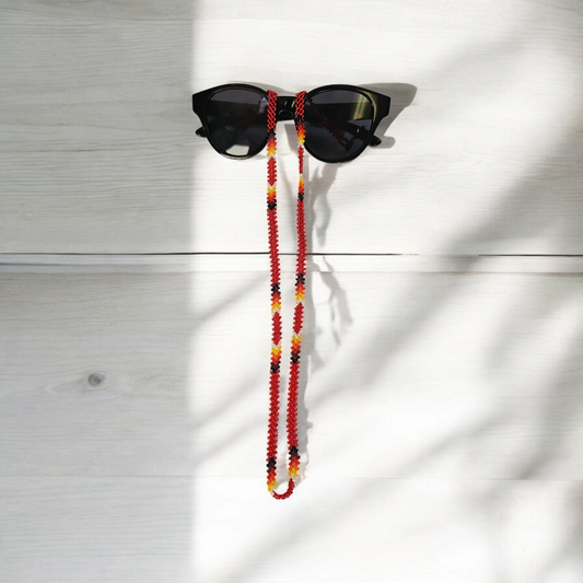 Artisan Handwoven Glasses Chain ( Red)