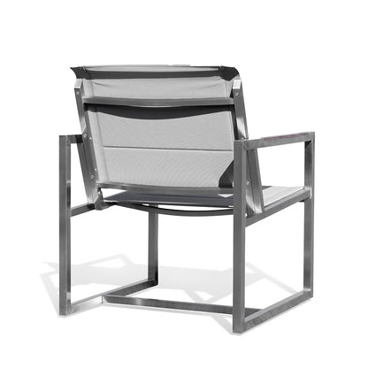 Pine Stainless Steel & Teak Outdoor Sling 2 Chairs Bistro Set - AURABAGS SHOP