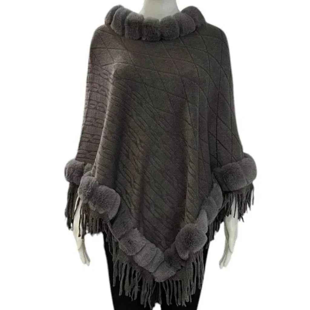 Poncho fausse fourrure