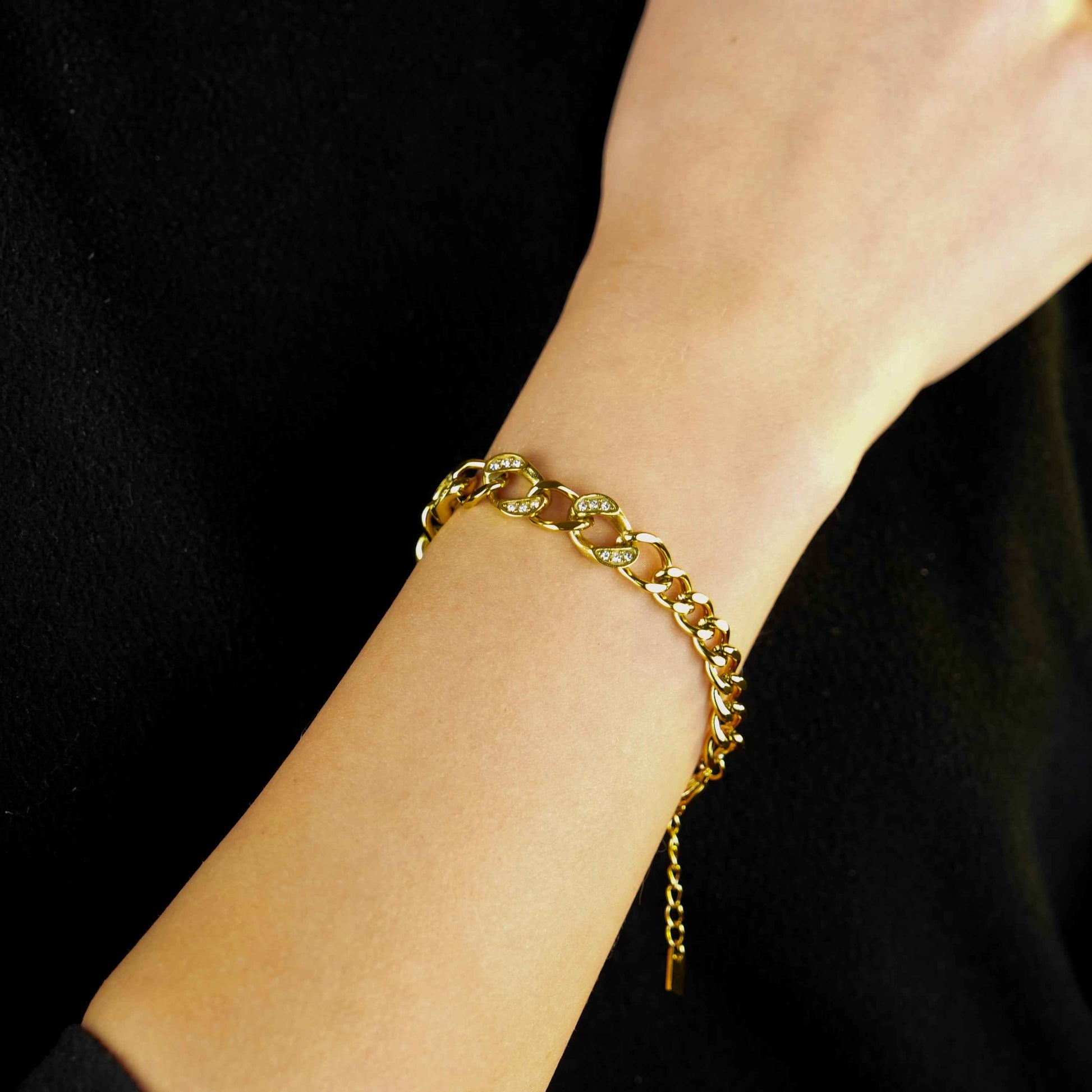 ROUBAIX Gold: Cuban Link-Chain Zirconia Statement Bracelet