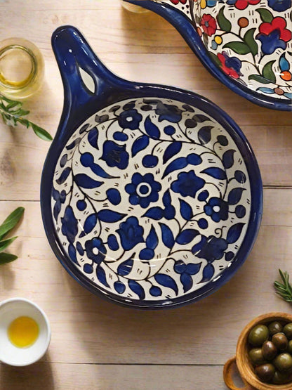 Handgemachte Keramik Servierpfanne 5 Zoll Vorspeisen- & Snackschale Verschiedene Blumen- & Blaue Rosendesigns