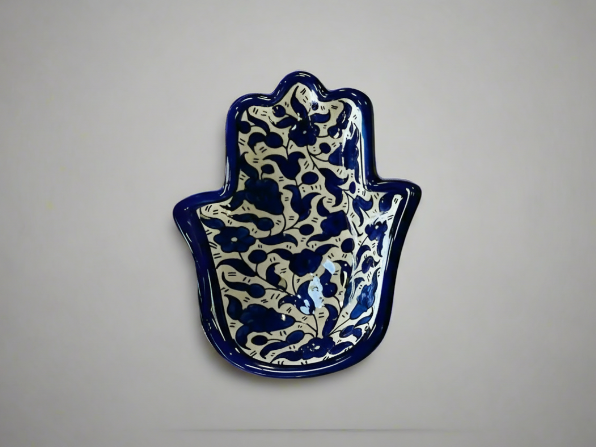 Handgemachte Keramik-Hamsa-Schale in Handform – 18 cm Servierteller