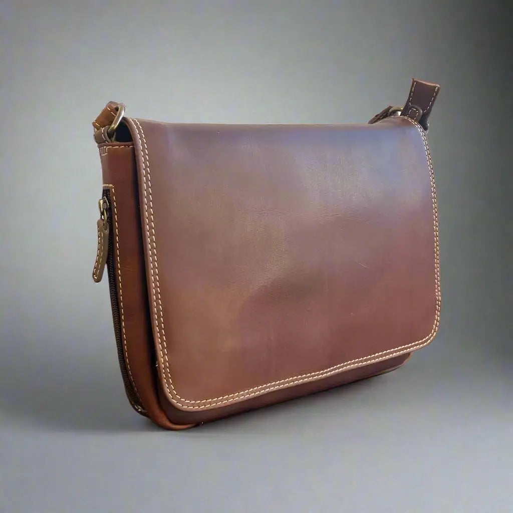Rugged Earth Full Grain Leather East-West Organizer Bag