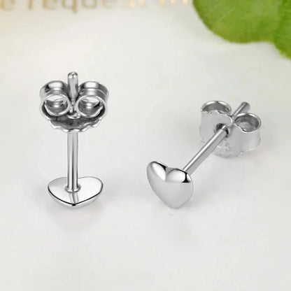925 Sterling Silver Petite Plain Hearts Stud Earrings | Minimalist Fine jewelry