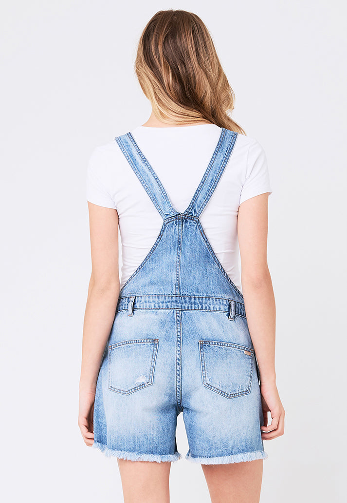 Denim Maternity Short Overalls