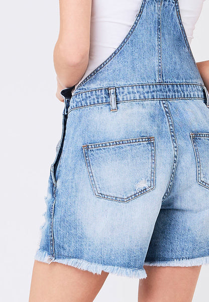 Denim Maternity Short Overalls