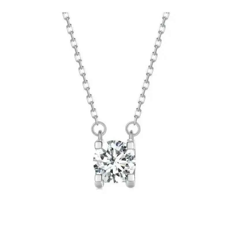 Radiant 1ct Moissanite Sterling Silver Pendant Necklace