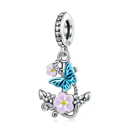 925 Sterling Silver Diy Heart Charm With Pink Zircon - Bsc777