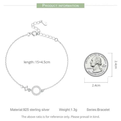 925 Sterling Silver Ring Chain Bracelet