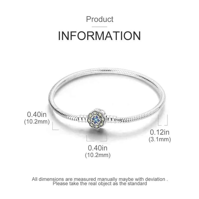 Sterling Silver Snowflake Clasp Bracelet with CZ