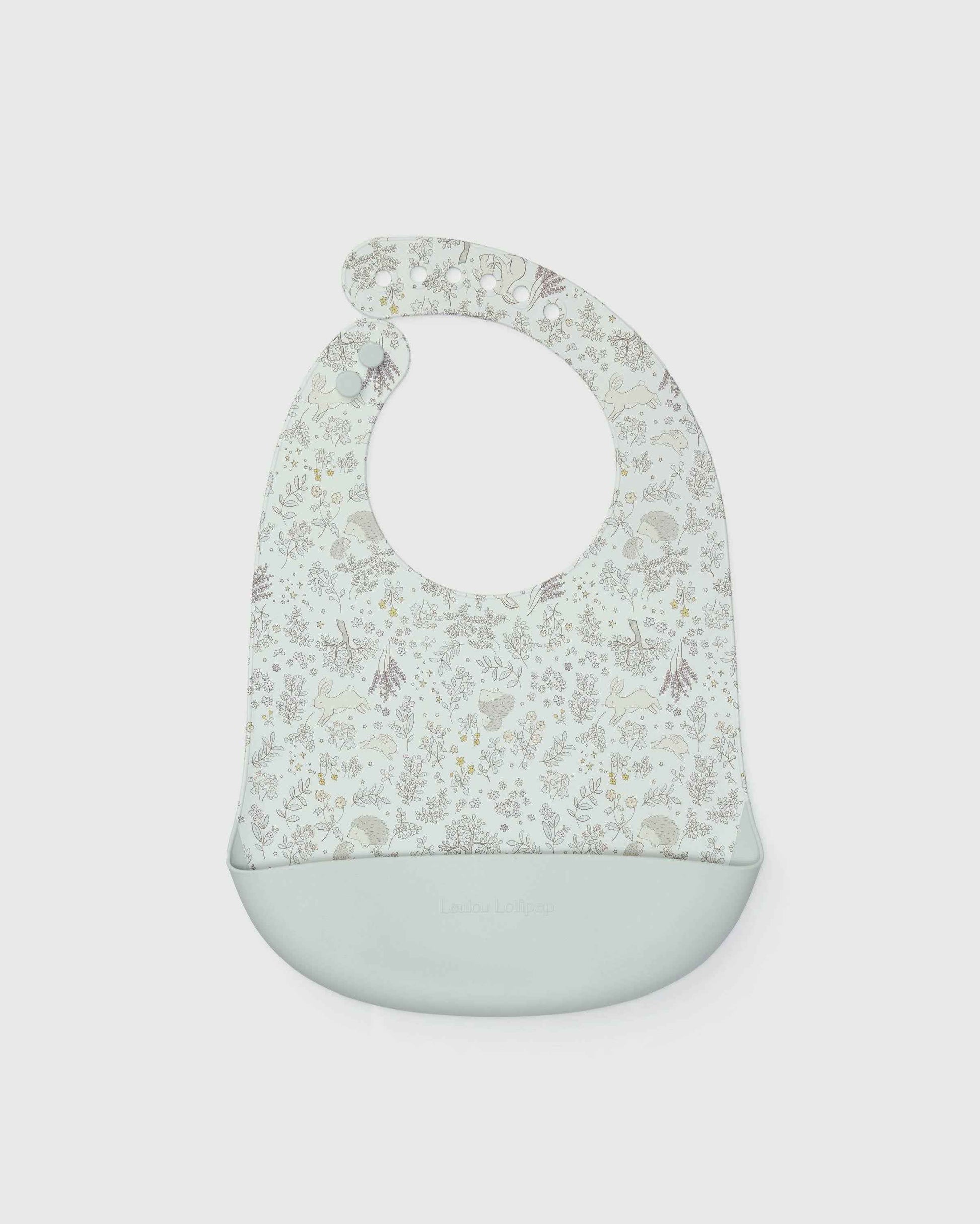 Silicone Bib Printed - Hedgehog Forest