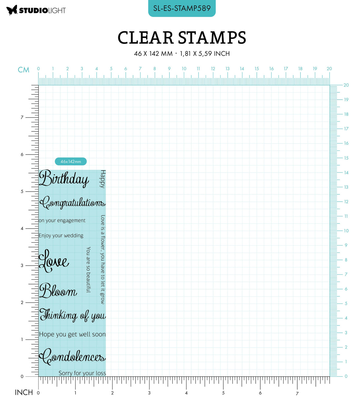 SL Clear Stamp Sentiments Essentials 46,2x142x3mm 13 PC nr.589