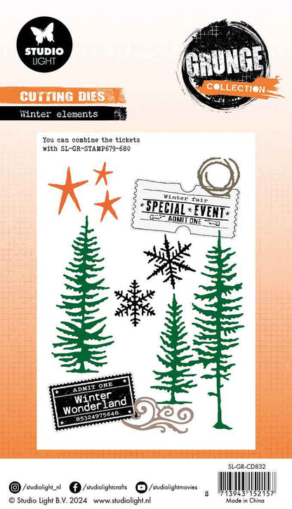 GR Cutting Die Winter Elements Grunge Collection 12 PC