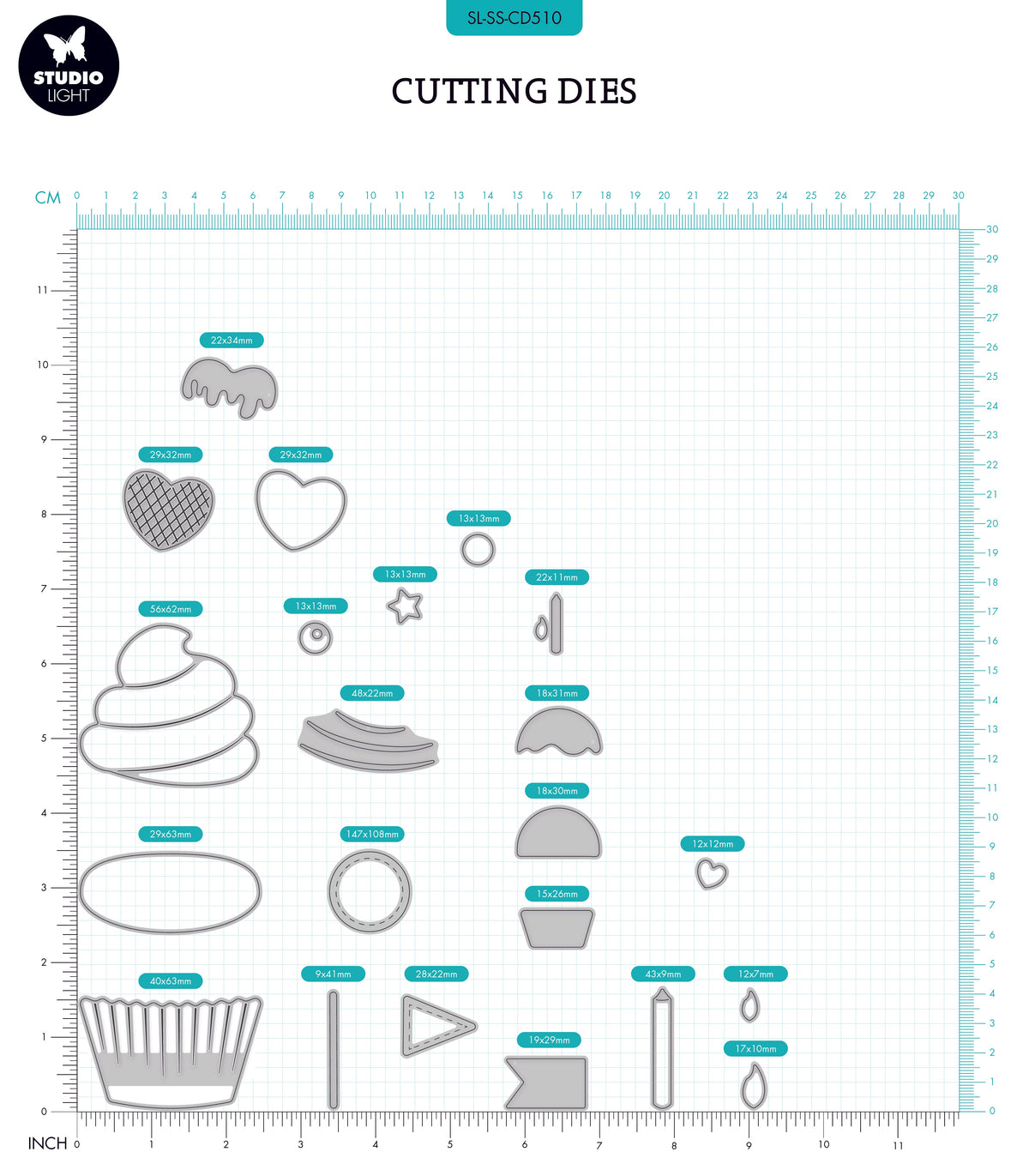SL Cutting Die Cupcake Sweet Stories 105x210x1mm 14 PC nr.510