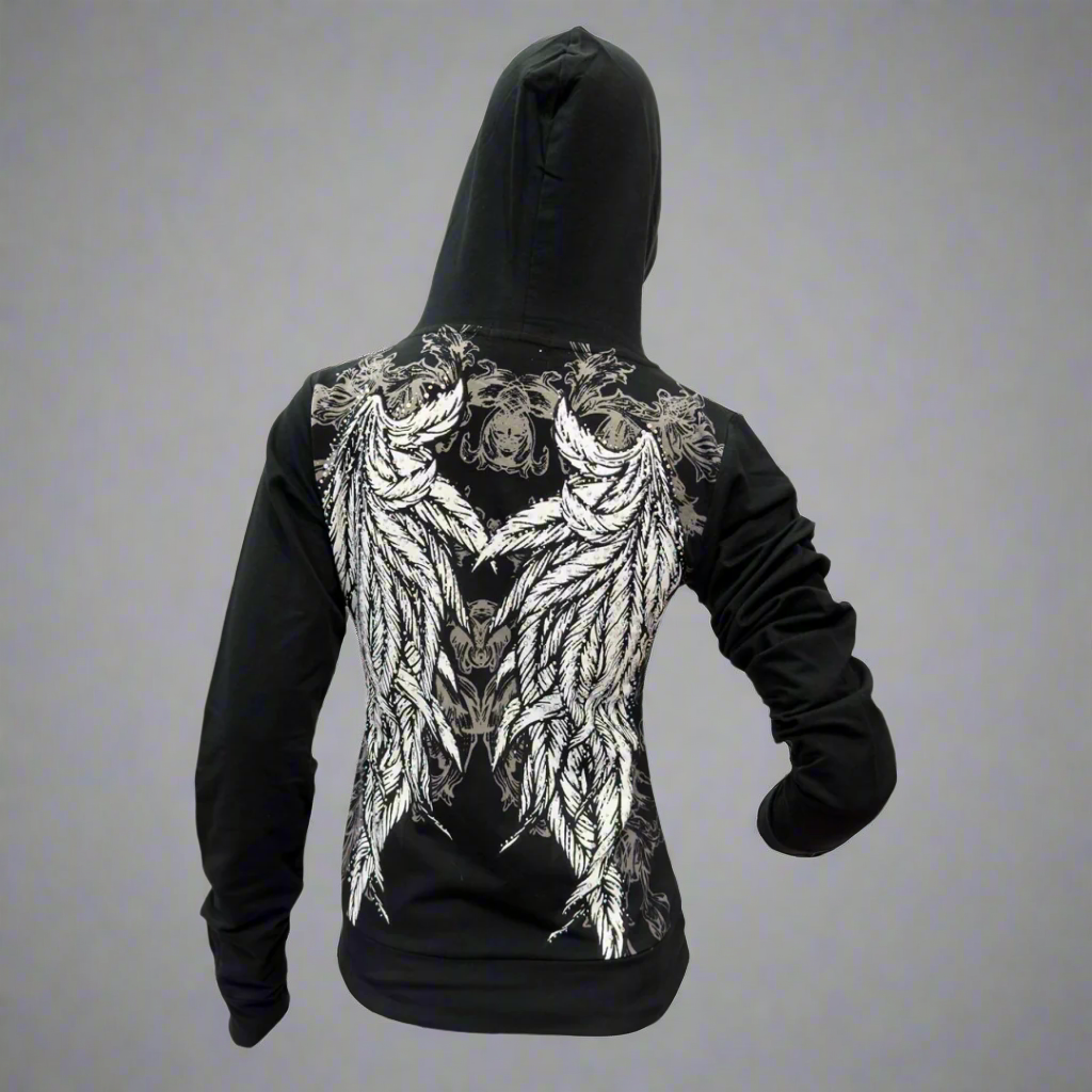 Women's Rhinestone Angel Wing Hoodie