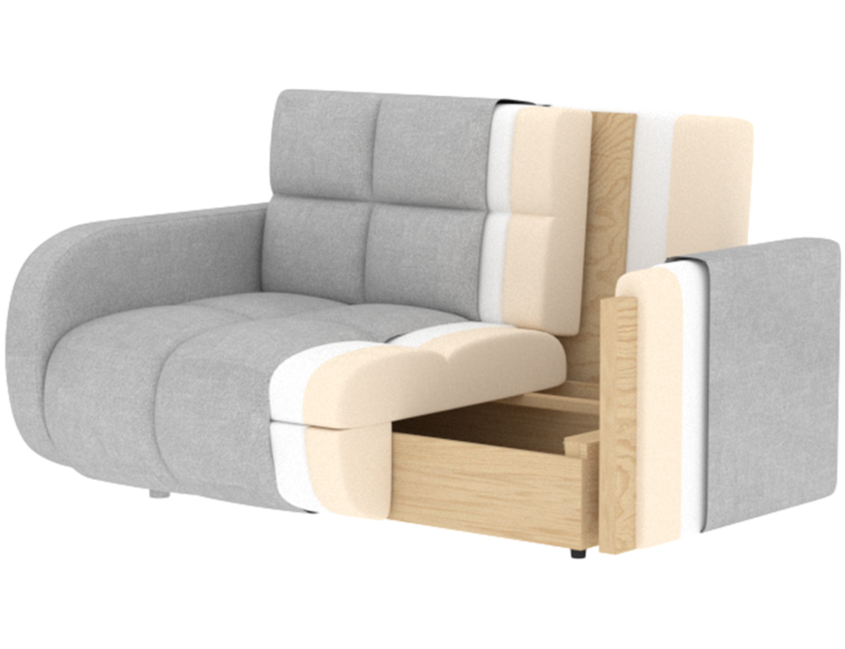 Deverio 3 Seater Condo Size Storage Sleeper Sofa - Light Grey