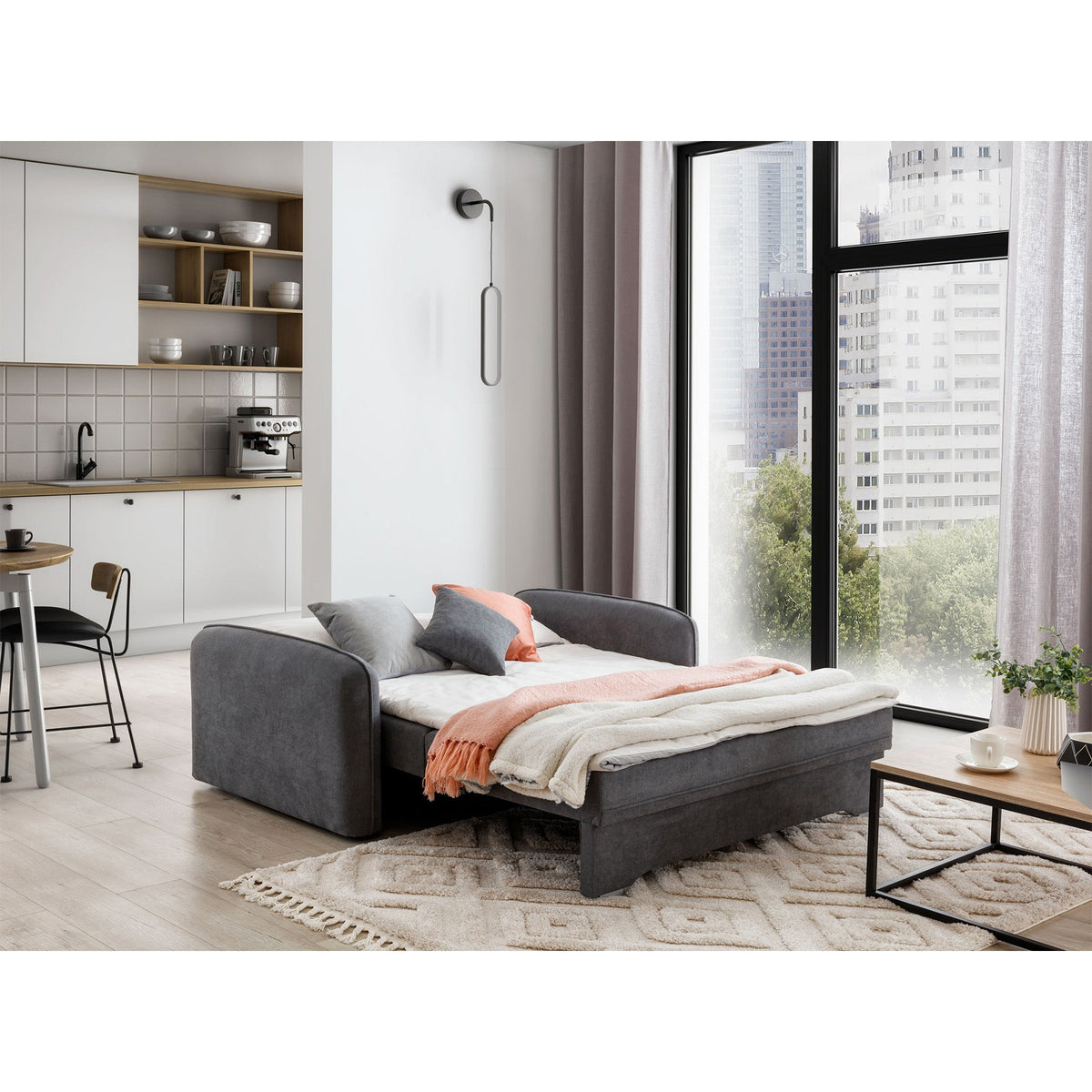 Laine Condo Style 2 Seater Storage Sleeper Sofa - Medium Grey