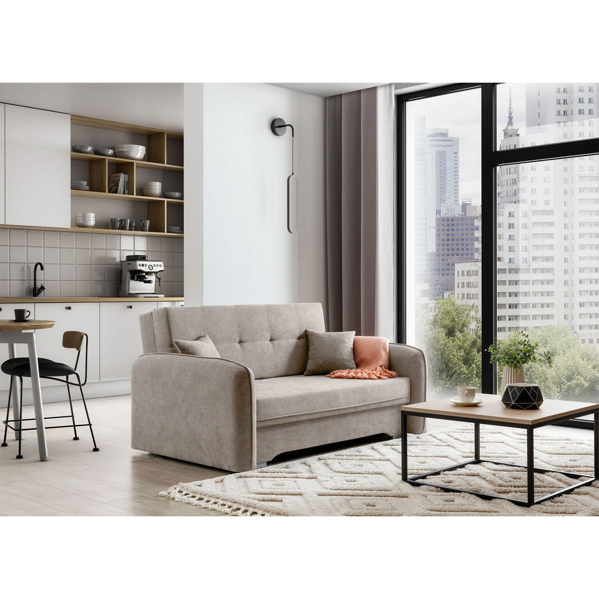 Laine Condo Style 2 Seater Storage Sleeper Sofa - Beige