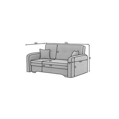 Laine Condo Style 2 Seater Storage Sleeper Sofa - Blush